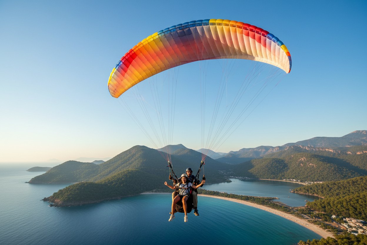Ölüdeniz üzerinde tandem uçuş ekibi